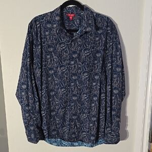 Guess Men's XL Blue Patterned Shirt